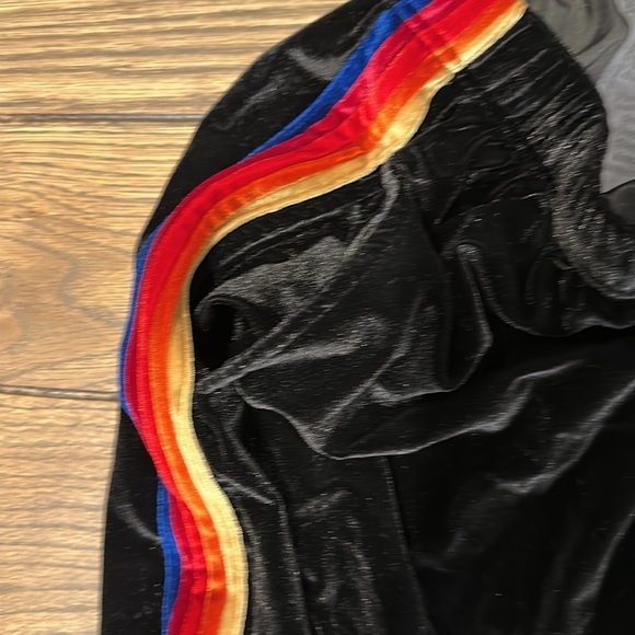 NWT Aviator Nation 5 Stripe Sweatpants Black Velour - Picture 4 of 6